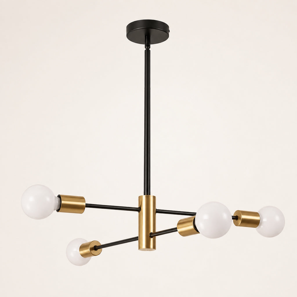 Lustre sputnik doré et noir à 4 lumières