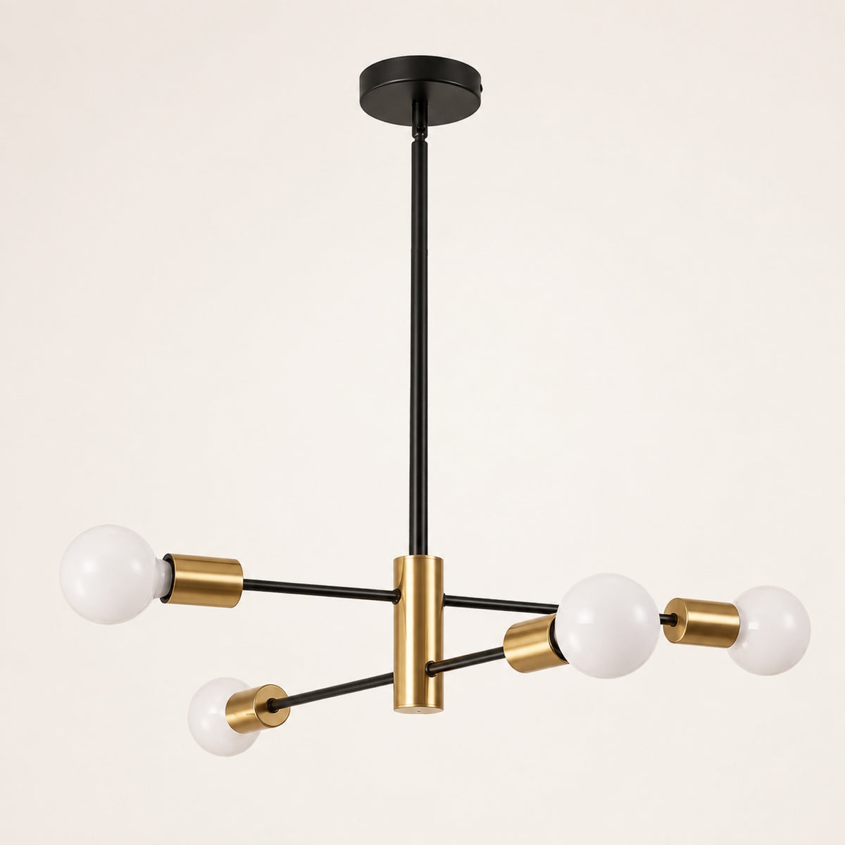 Lustre sputnik doré et noir à 4 lumières