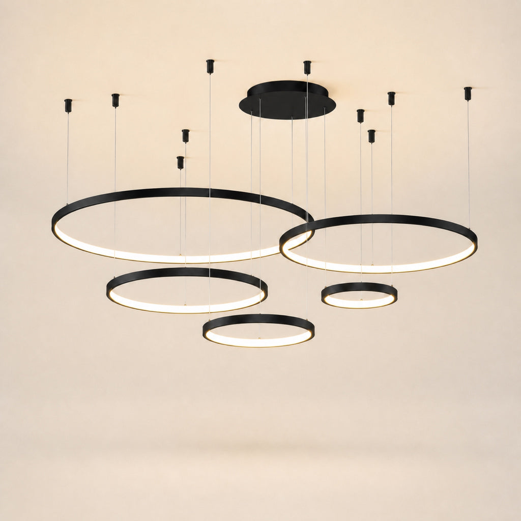 Lustre anneau LED, noir