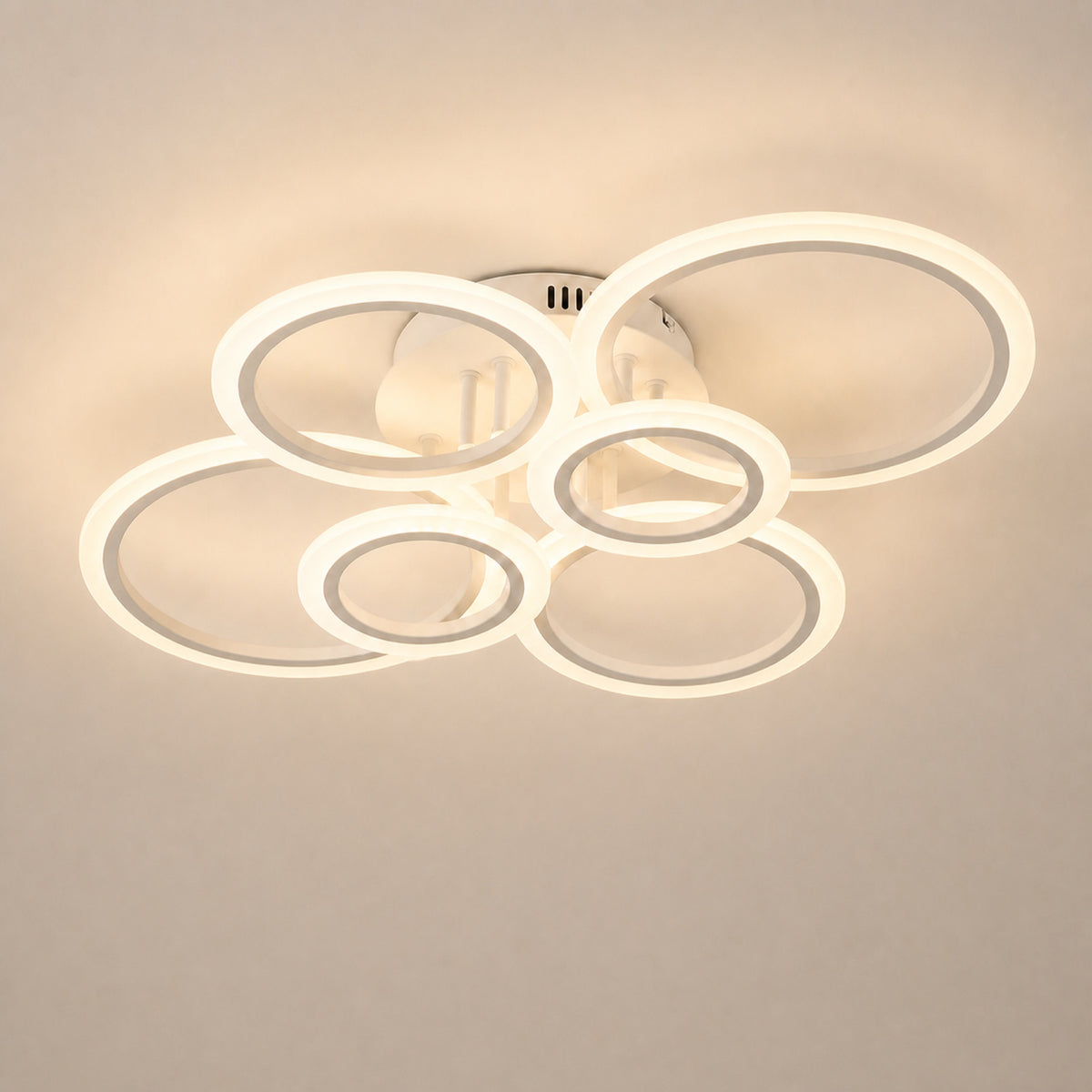 Plafonnier anneaux LED blancs, vue complémentaire