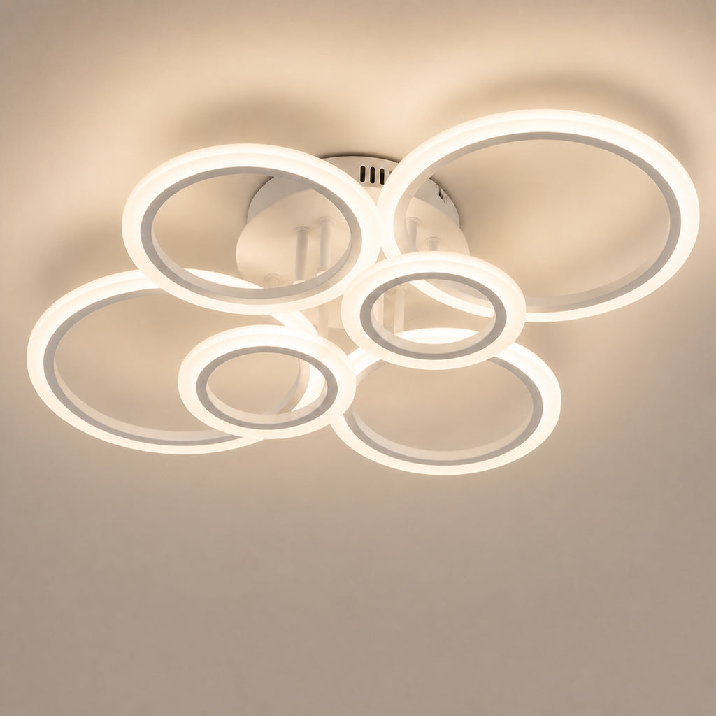 Lustre anneaux LED blancs, vue complémentaire
