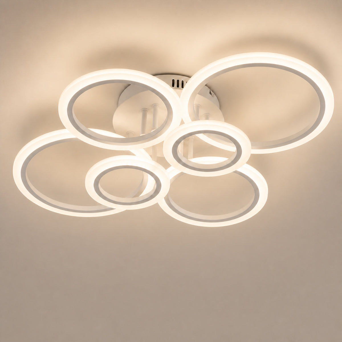 Lustre anneaux LED blancs, vue complémentaire