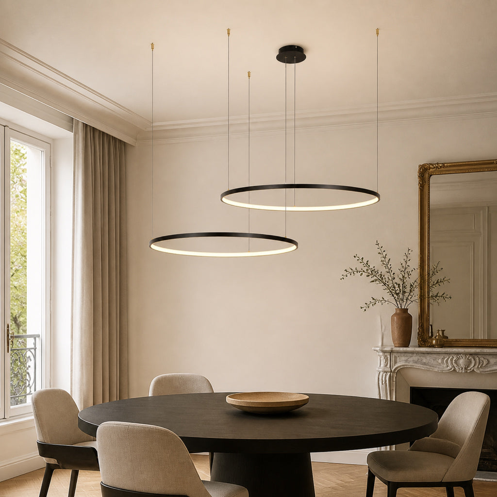 Lustre anneau LED, en situation dans un intérieur