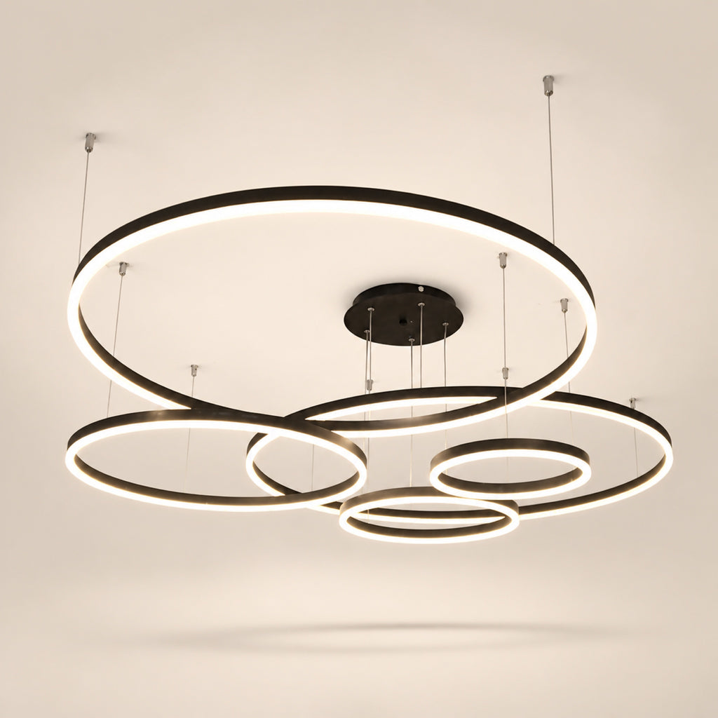 Lustre 6 anneaux LED superposés