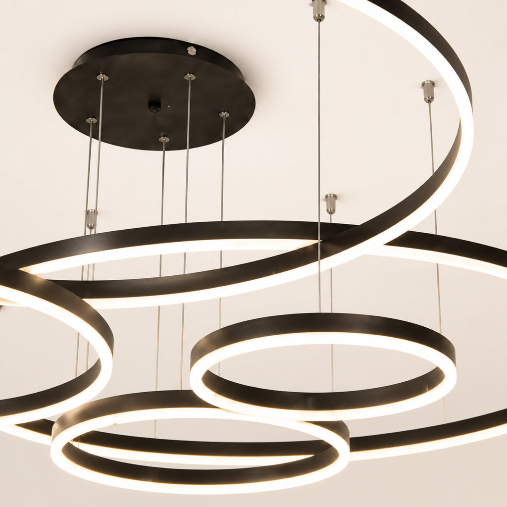 Lustre 6 anneaux LED superposés, autre vue
