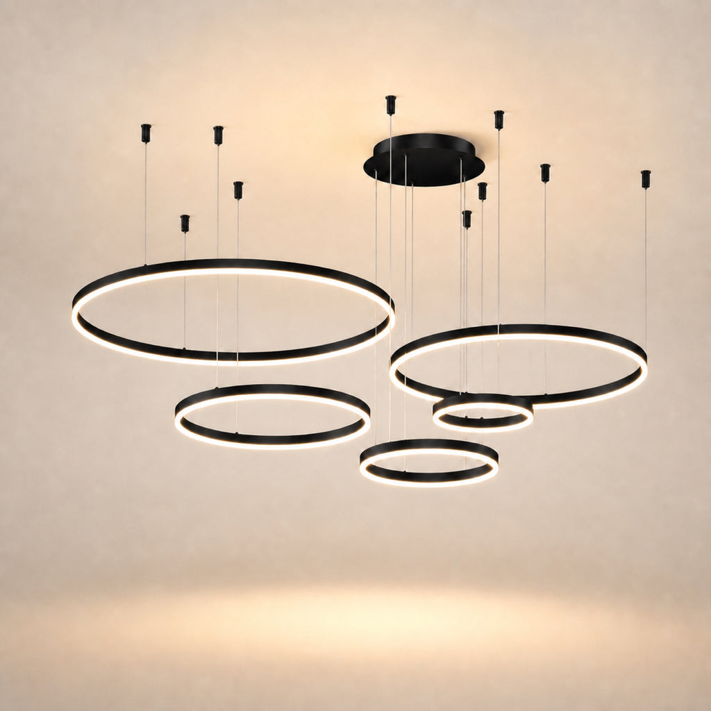Lustre anneau LED, noir