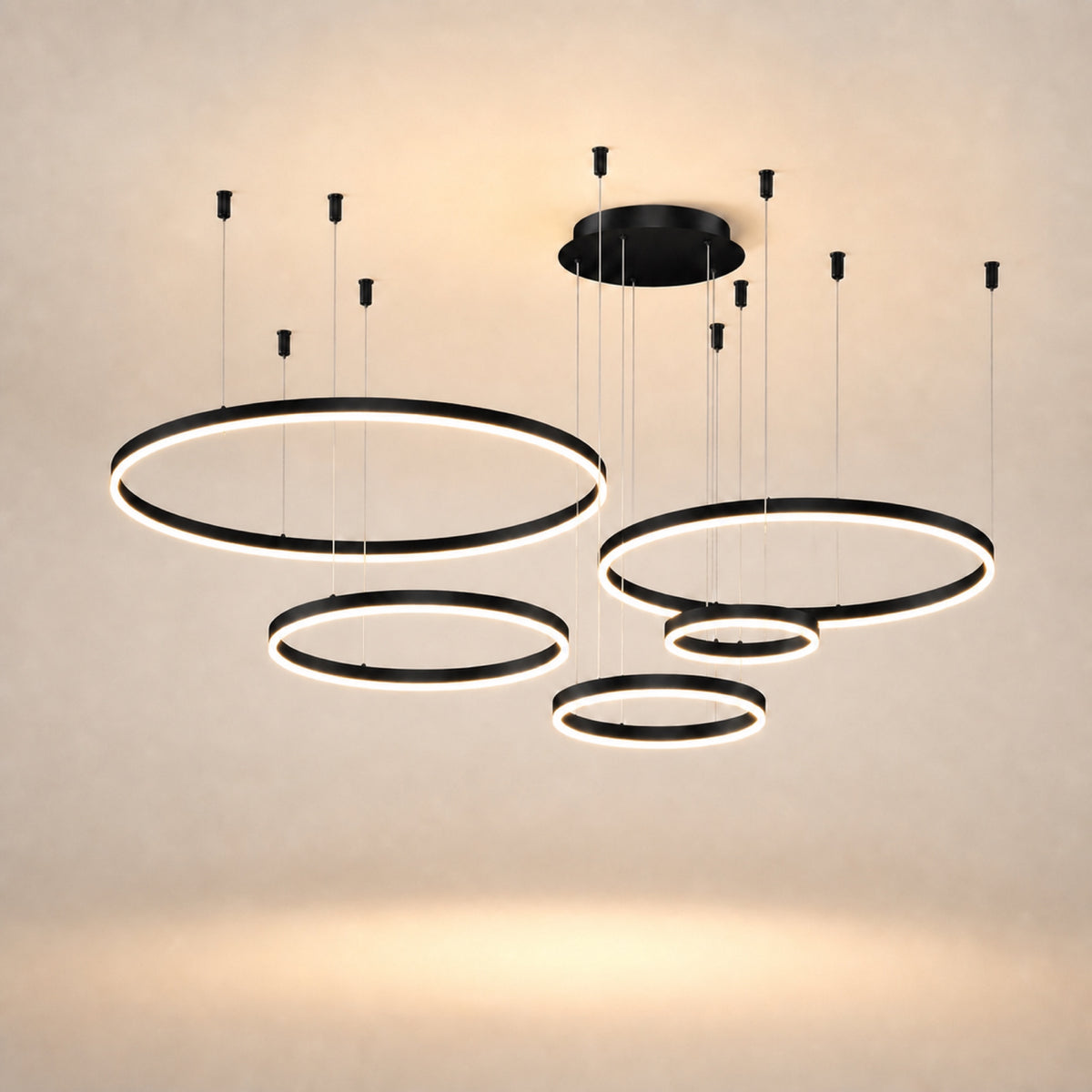 Lustre anneau LED, noir