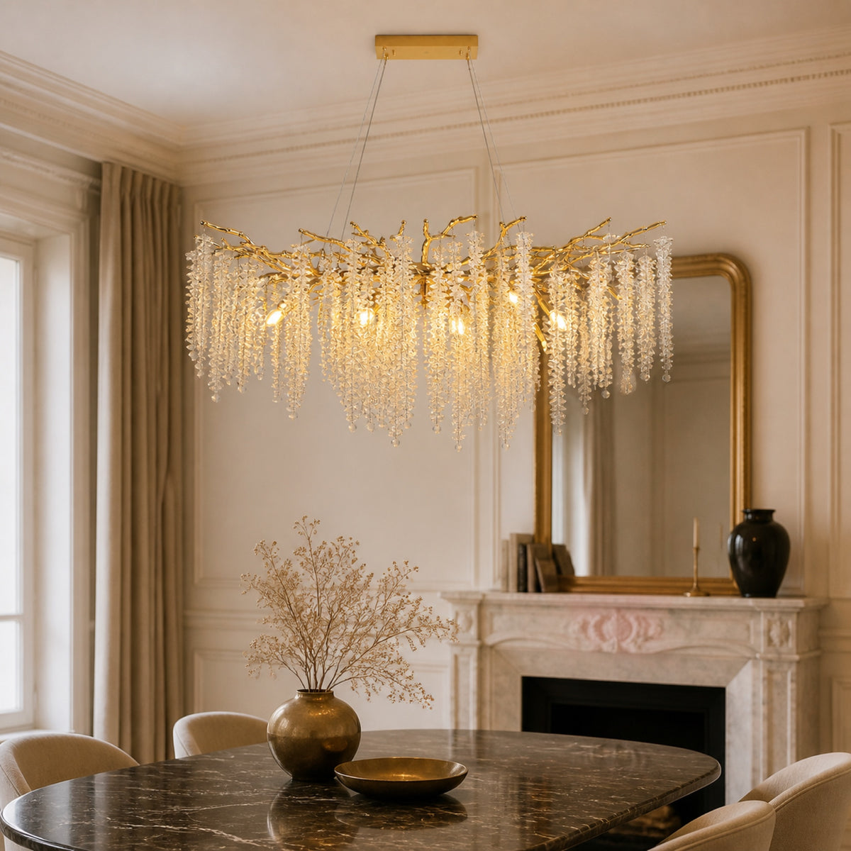 Lustre effet cristal, en situation dans un intérieur
