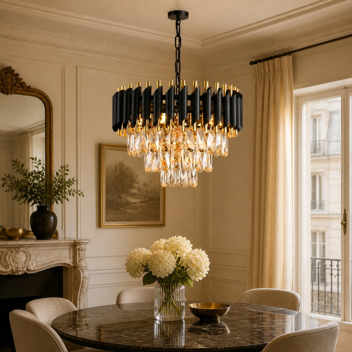 Lustre effet cristal, en situation dans un intérieur