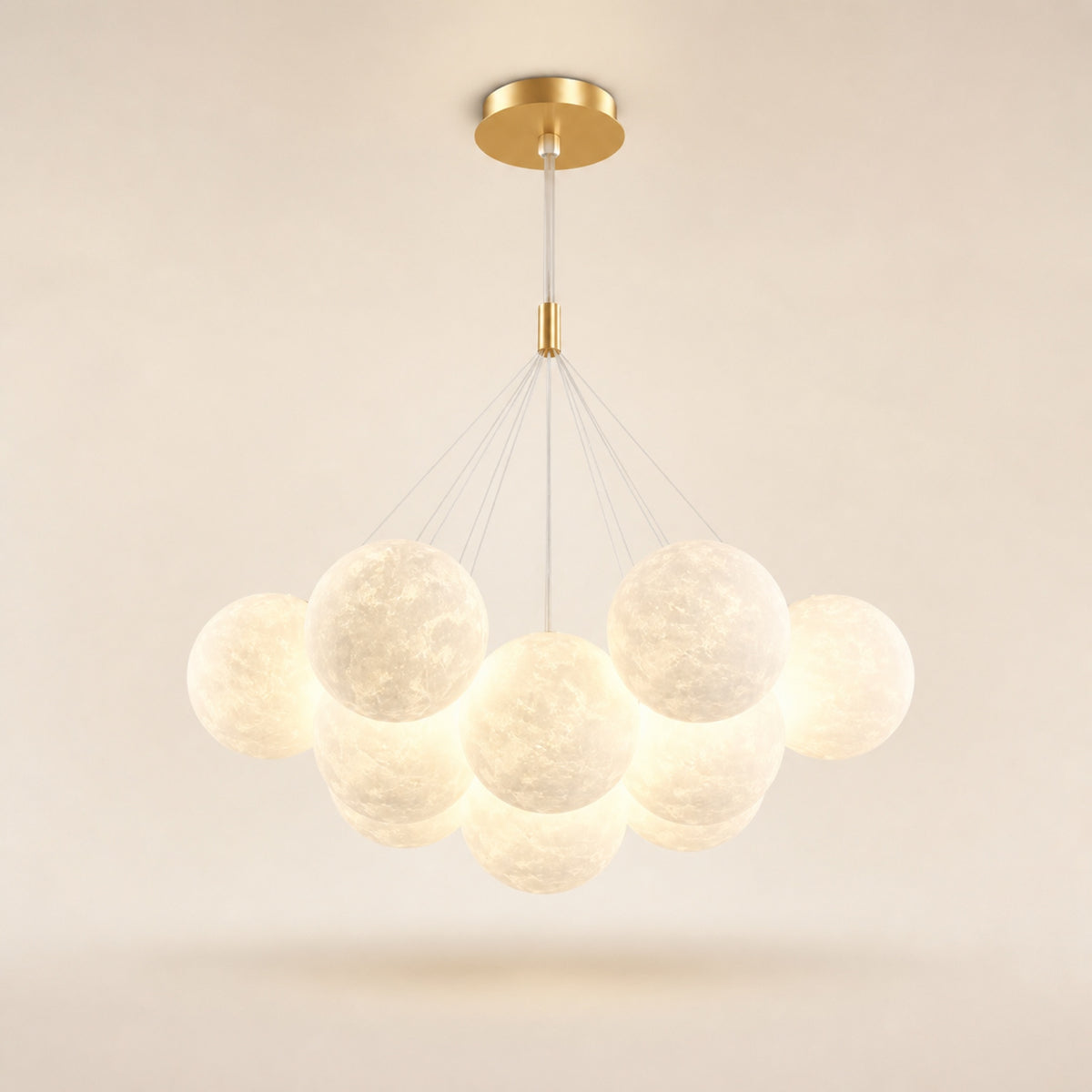 Lustre grappe de globes effet lune