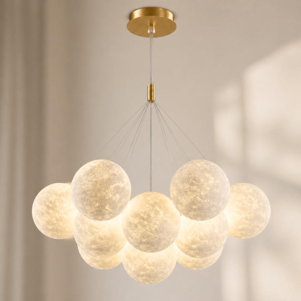Lustre grappe de globes effet lune, autre vue