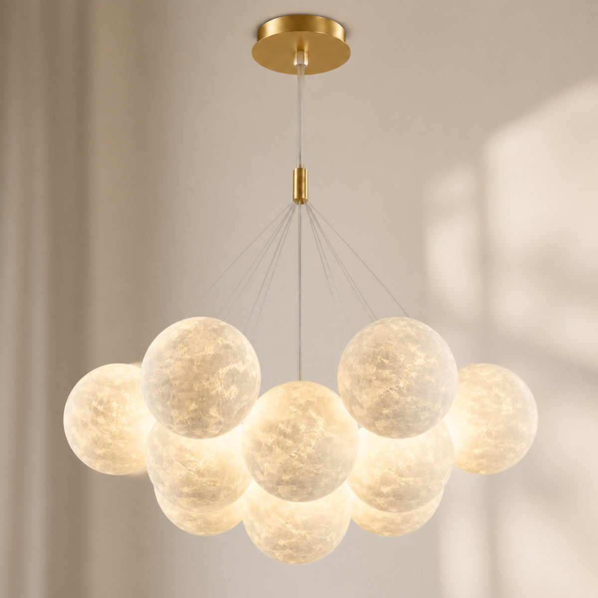 Lustre grappe de globes effet lune, autre vue