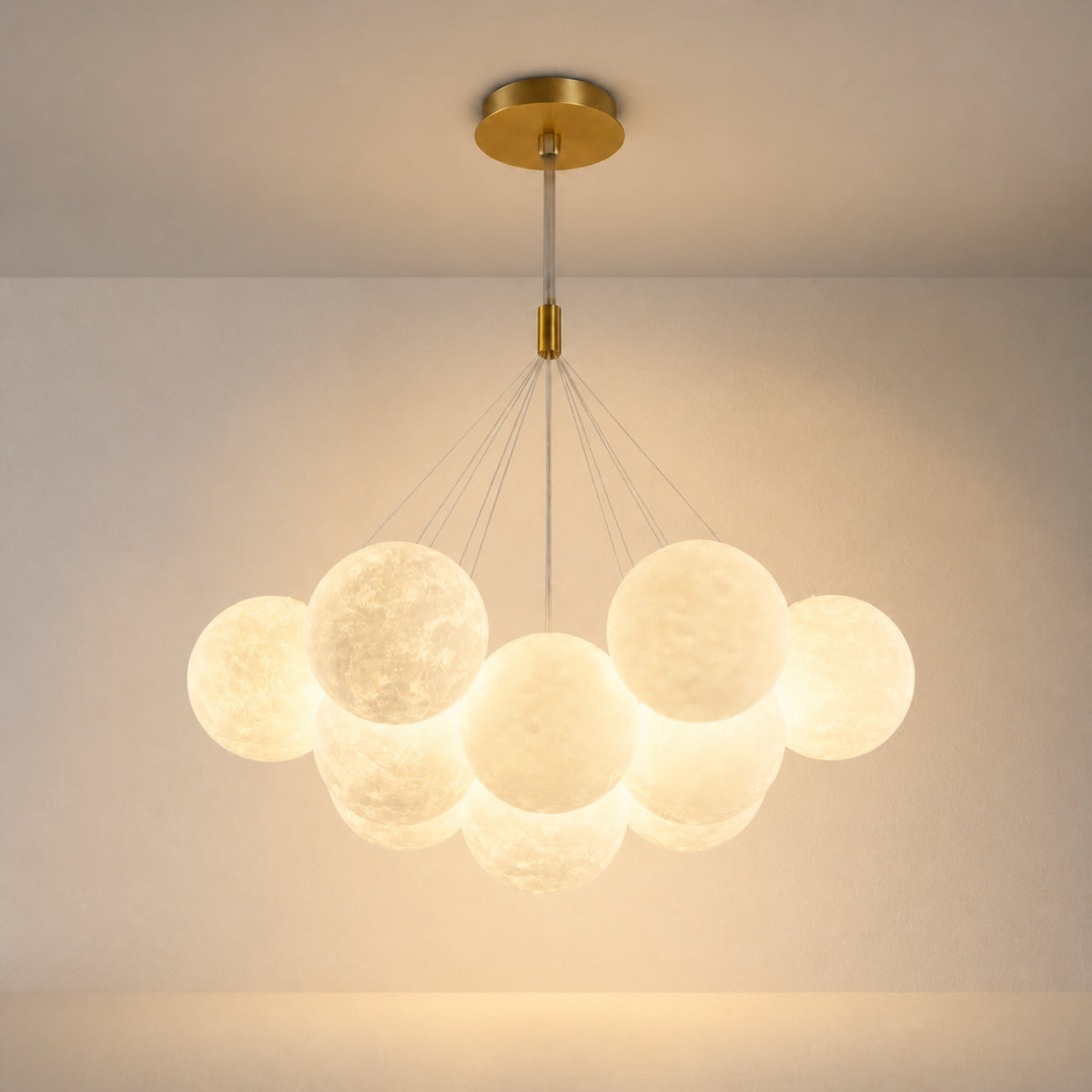 Lustre grappe de globes effet lune, vue complémentaire