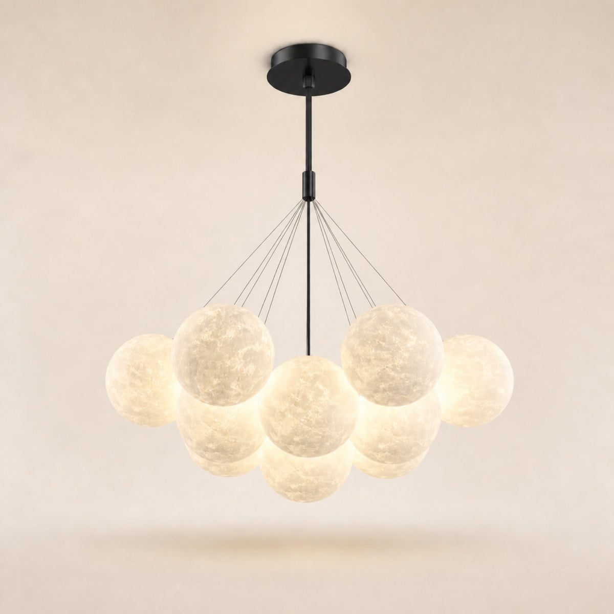 Lustre grappe de globes effet lune, noir
