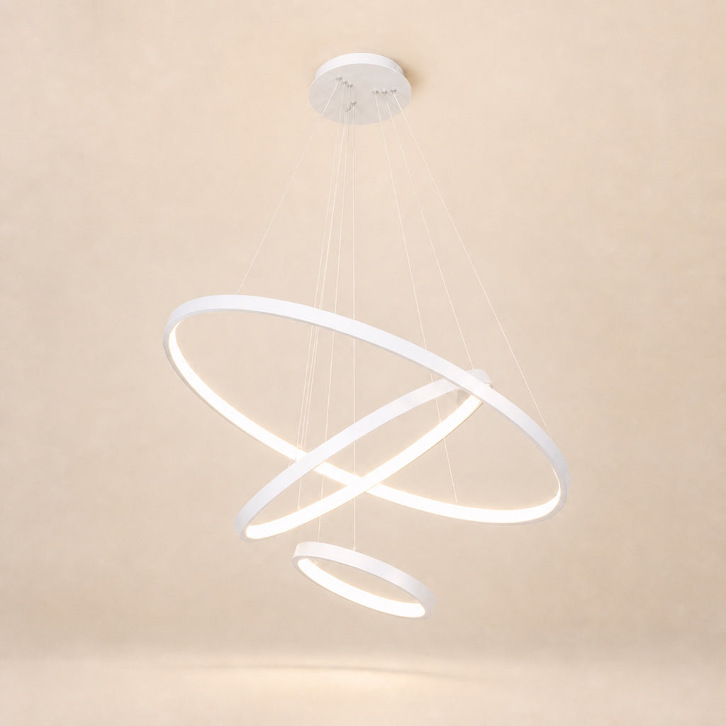 Lustre anneaux LED concentriques, blanc