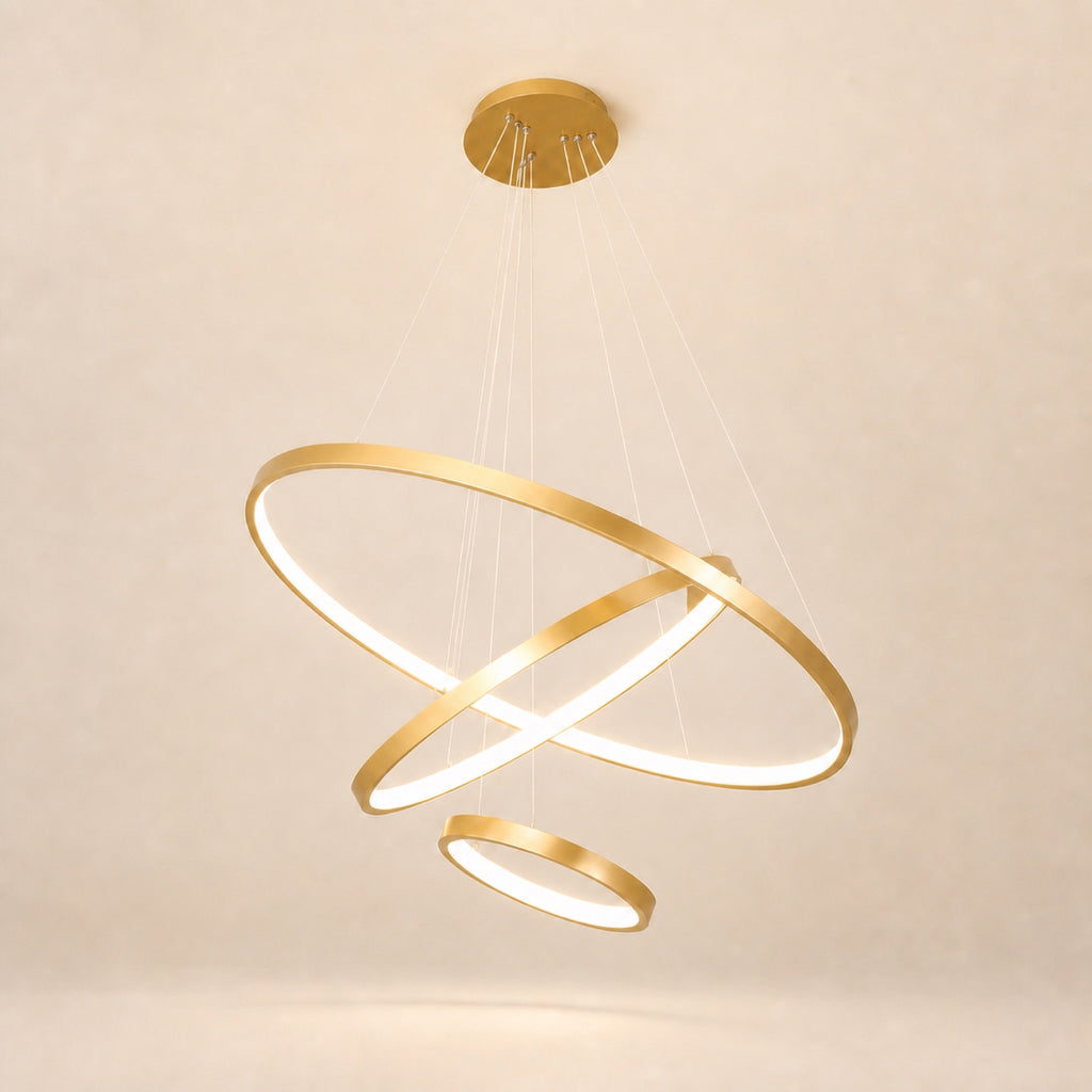 Lustre anneaux LED concentriques, doré