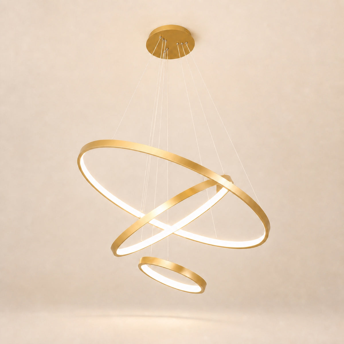 Lustre anneaux LED concentriques, doré
