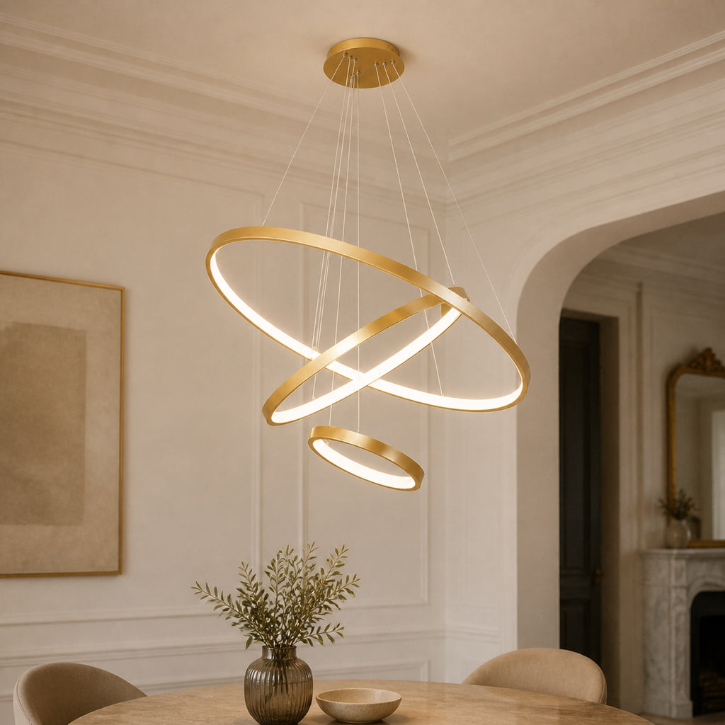 Lustre anneaux LED concentriques, en situation dans un intérieur