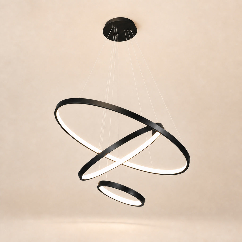 Lustre anneaux LED concentriques, noir