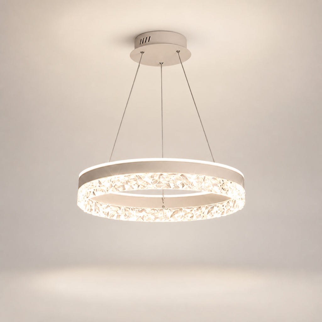 Lustre anneau LED à couronne effet cristal