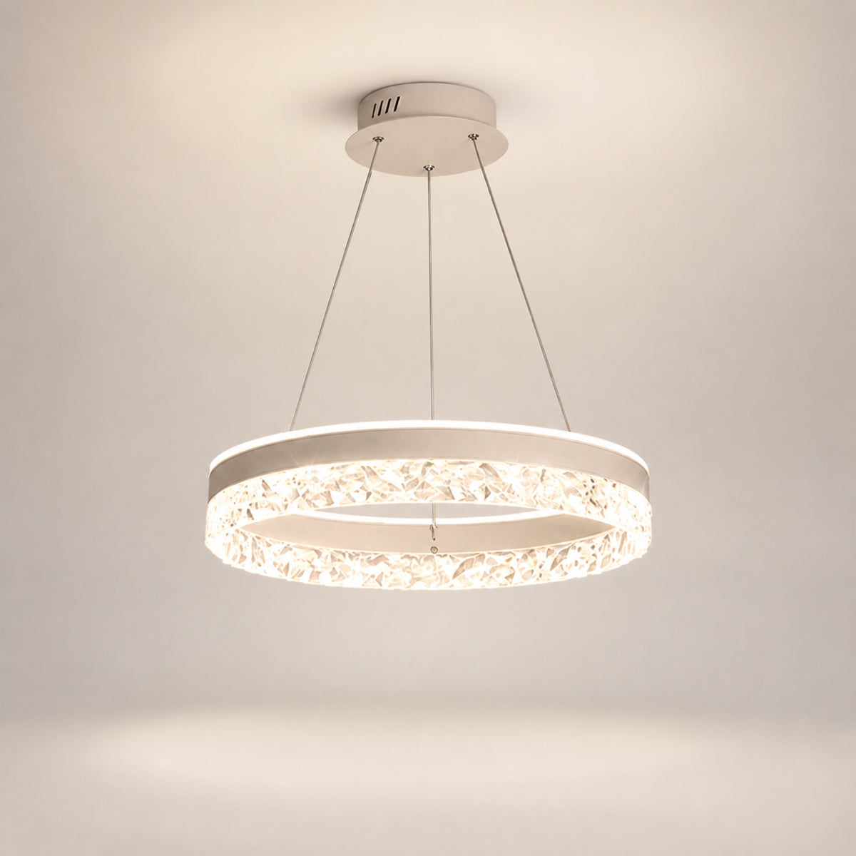 Lustre anneau LED à couronne effet cristal