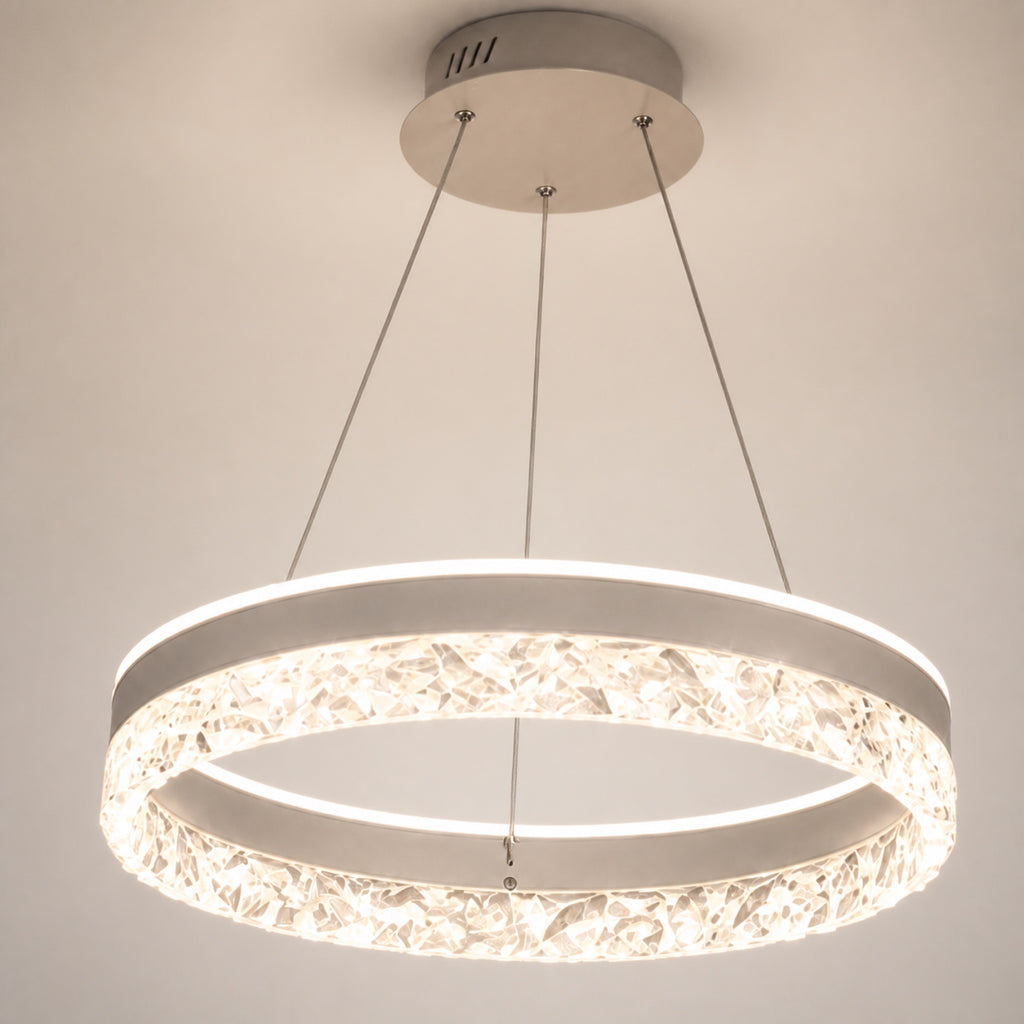 Lustre anneau LED à couronne effet cristal, autre vue