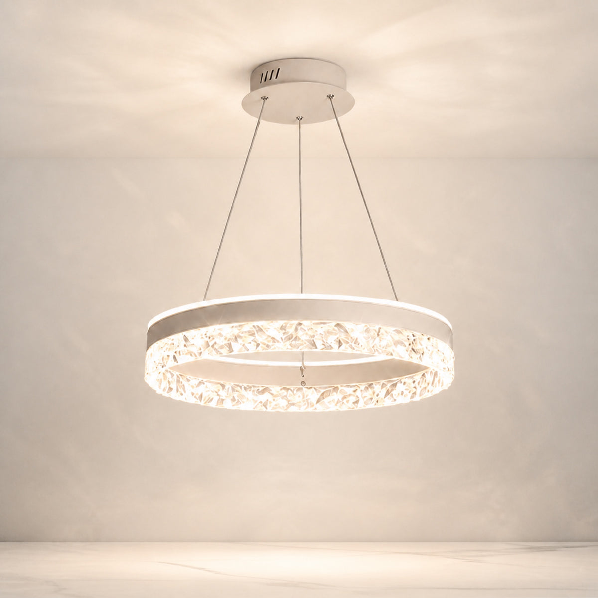 Lustre anneau LED à couronne effet cristal, autre cadrage