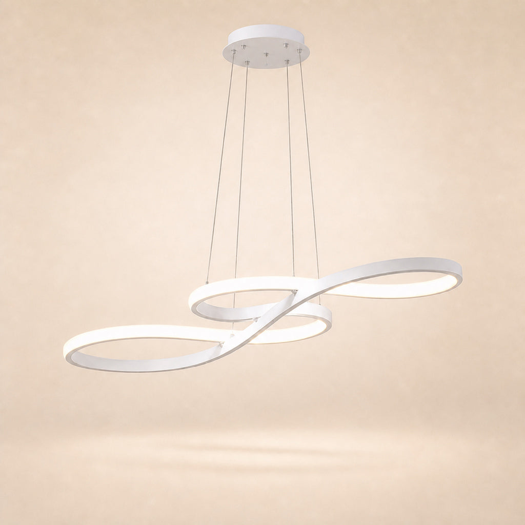 Suspension ruban LED double boucle, blanc