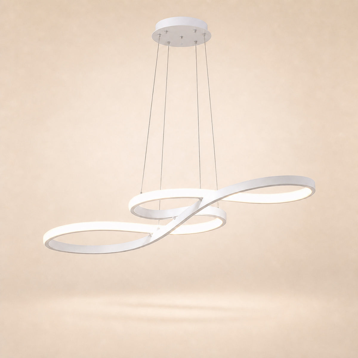 Suspension ruban LED double boucle, blanc