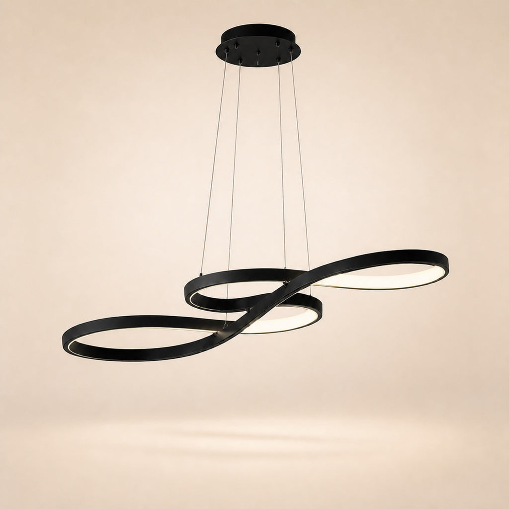 Suspension ruban LED double boucle, noir