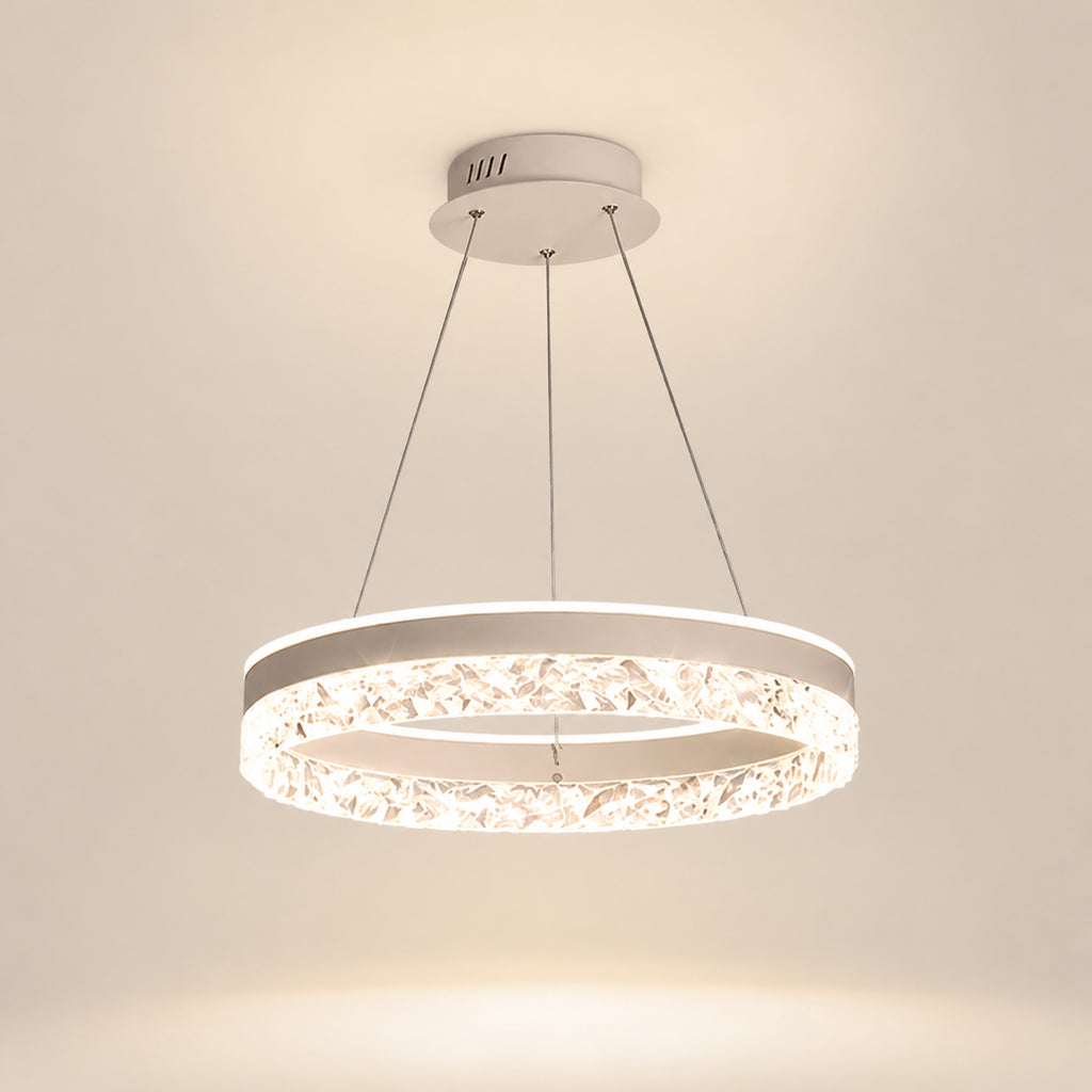 Suspension anneau LED à verre facetté