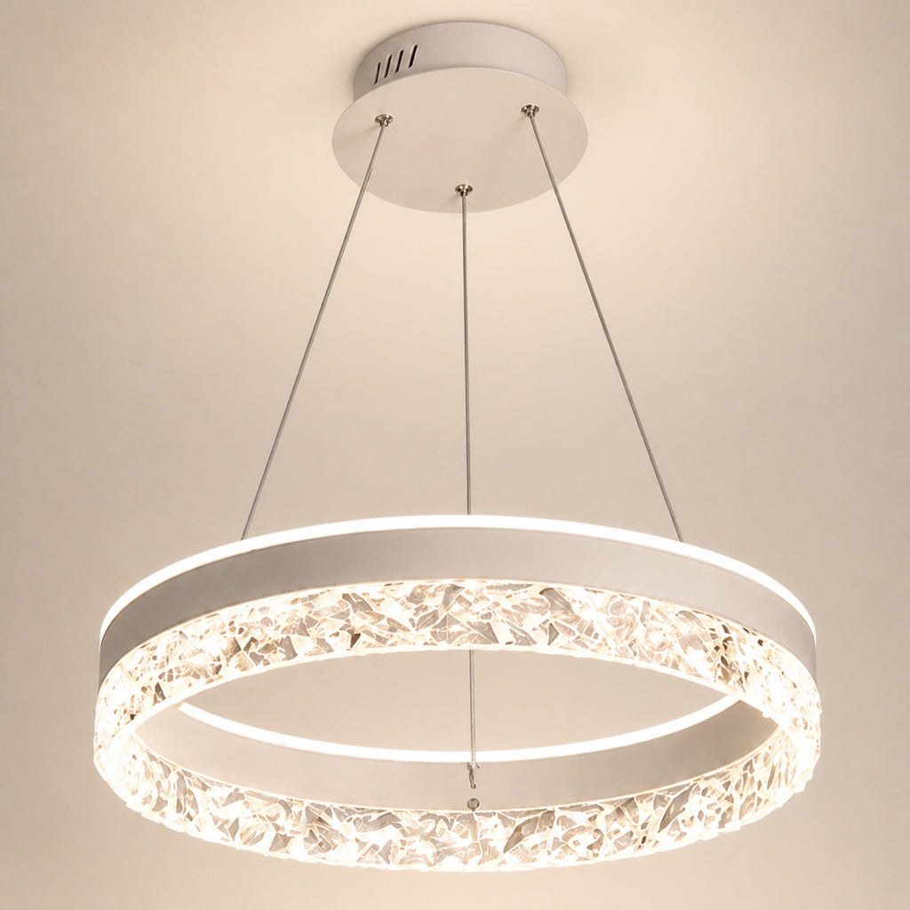 Suspension anneau LED à verre facetté, autre vue