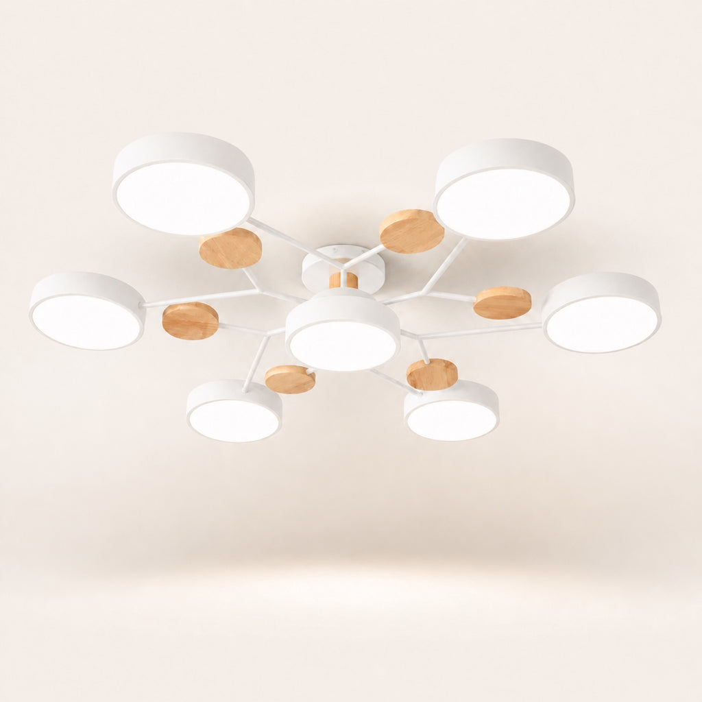 Plafonnier palets LED et bois, blanc