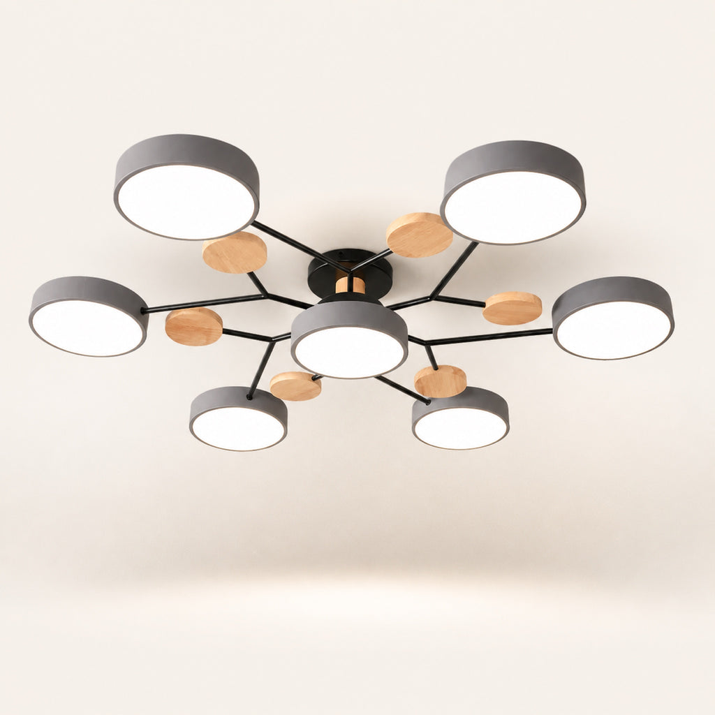 Plafonnier palets LED et bois