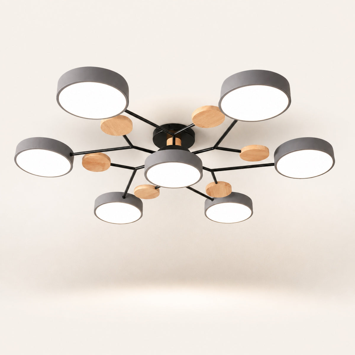 Plafonnier palets LED et bois