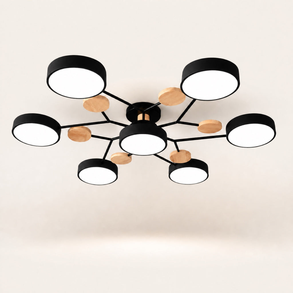 Plafonnier palets LED et bois, noir