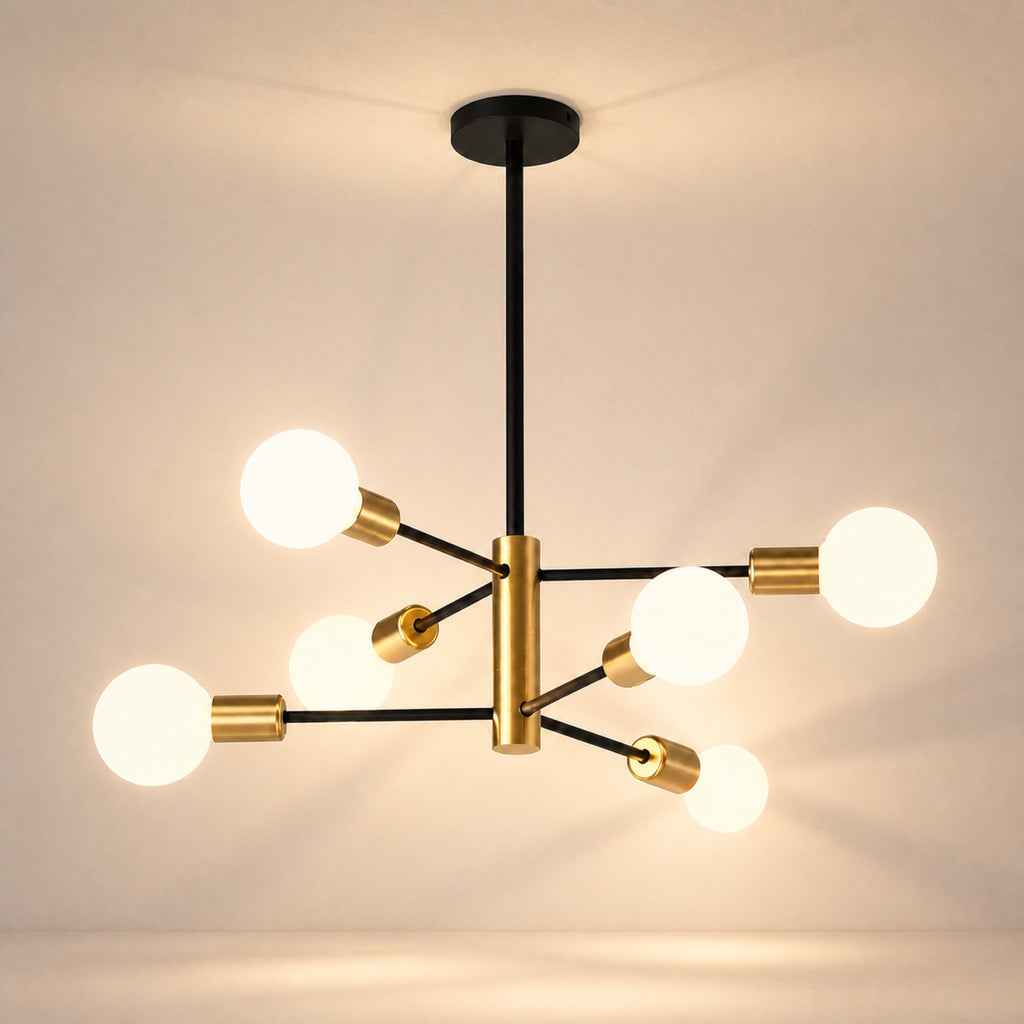 Lustre sputnik noir et laiton, vue complémentaire