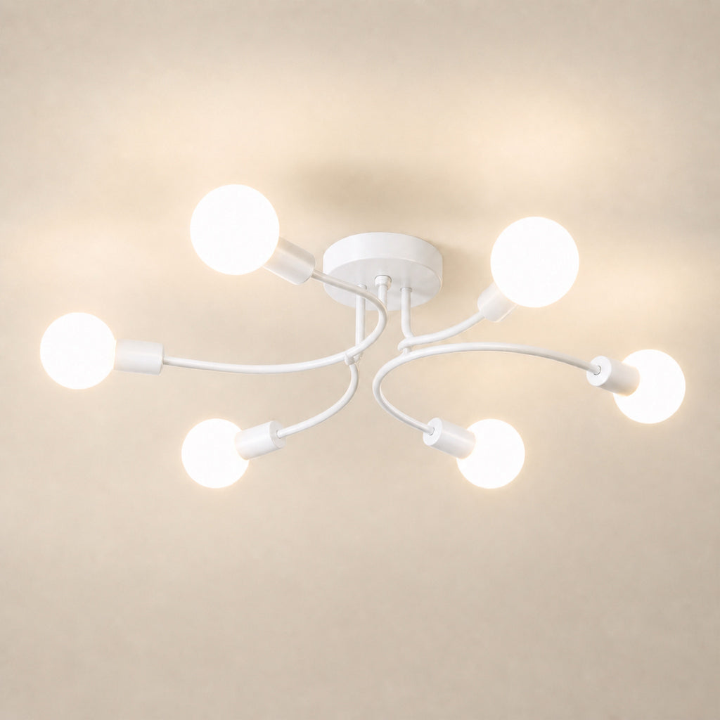 Plafonnier tiges courbes, blanc