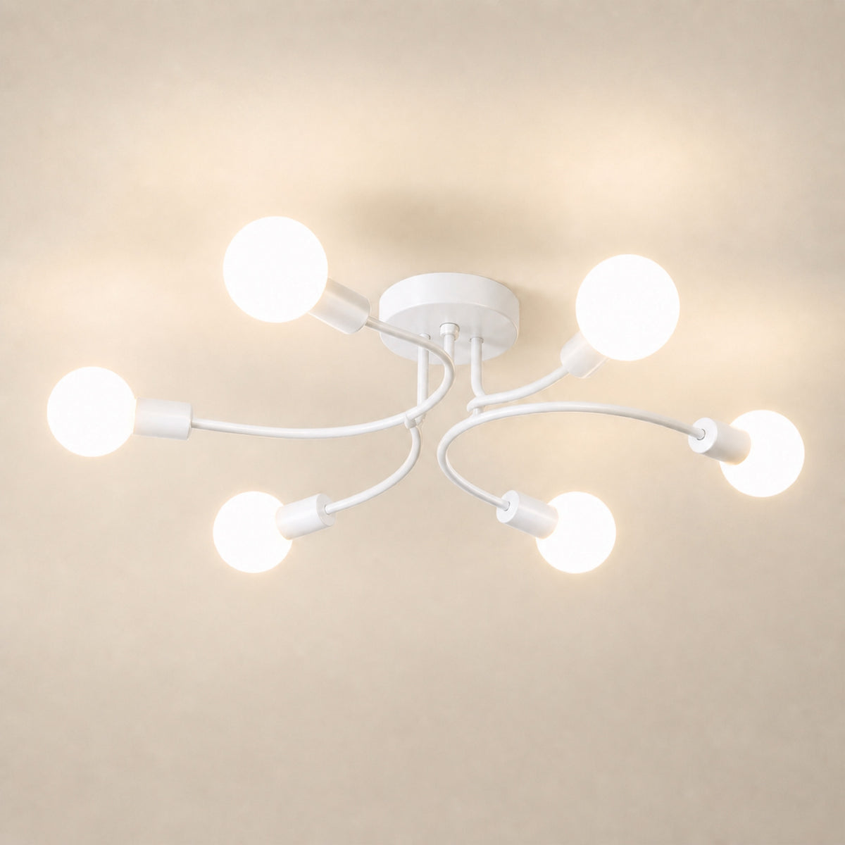 Plafonnier tiges courbes, blanc