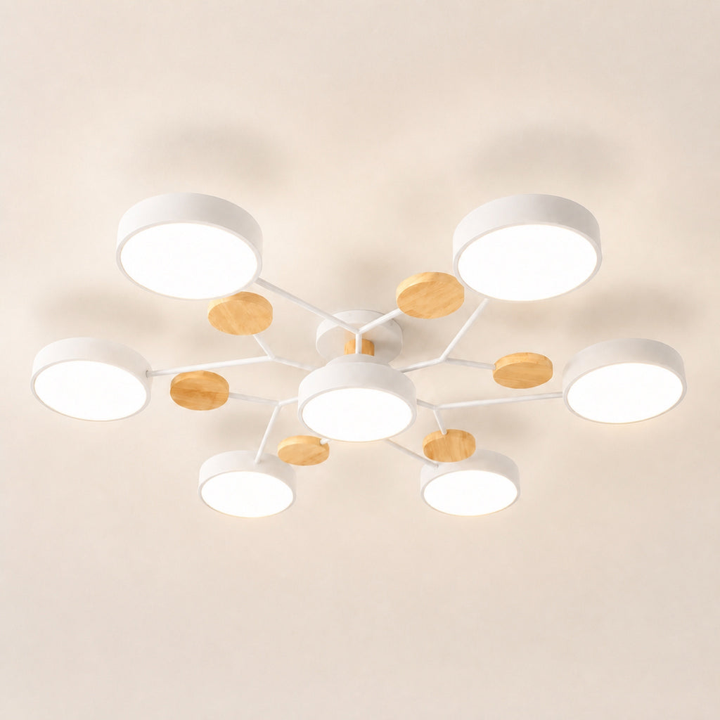 Plafonnier palets LED et bois, blanc