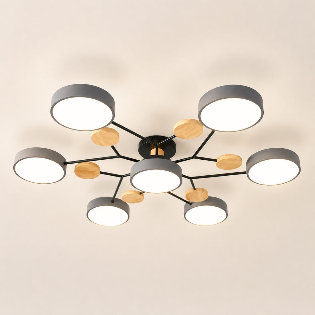 Plafonnier palets LED et bois