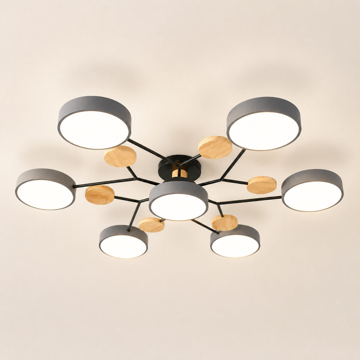 Plafonnier palets LED et bois
