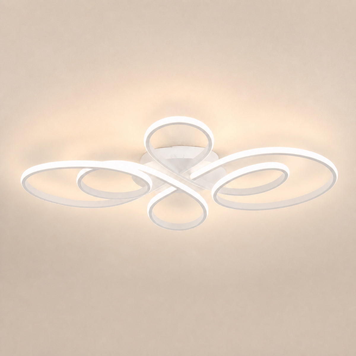 Plafonnier boucles LED entrelacées, blanc