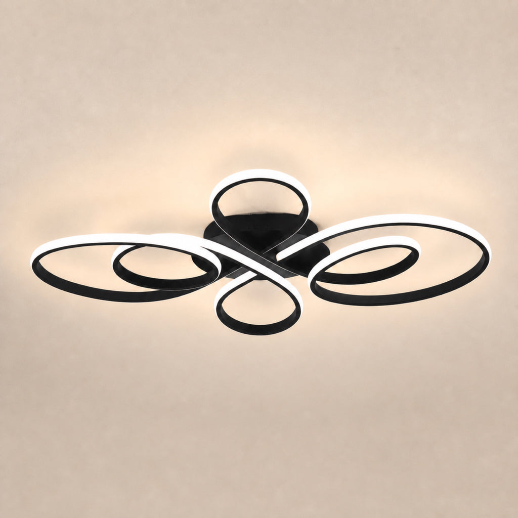 Plafonnier boucles LED entrelacées, noir