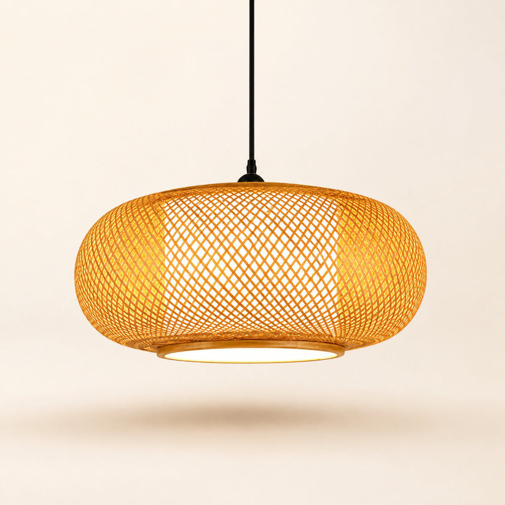 Suspension bambou tissée