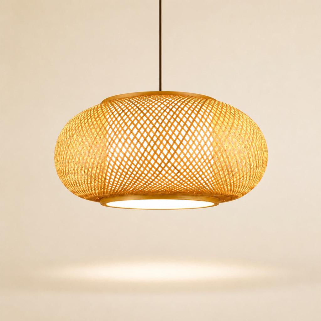 Suspension bambou tissée
