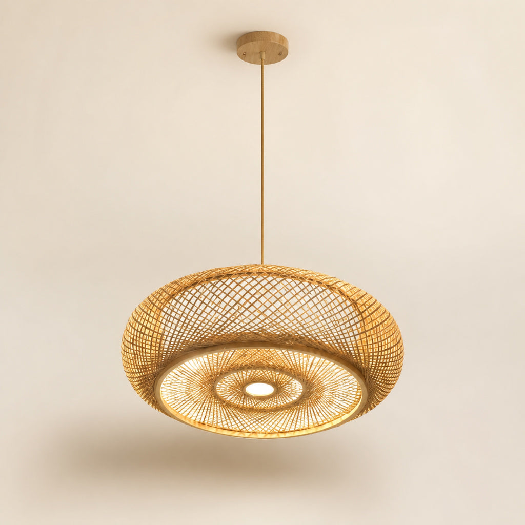 Suspension bambou tissée