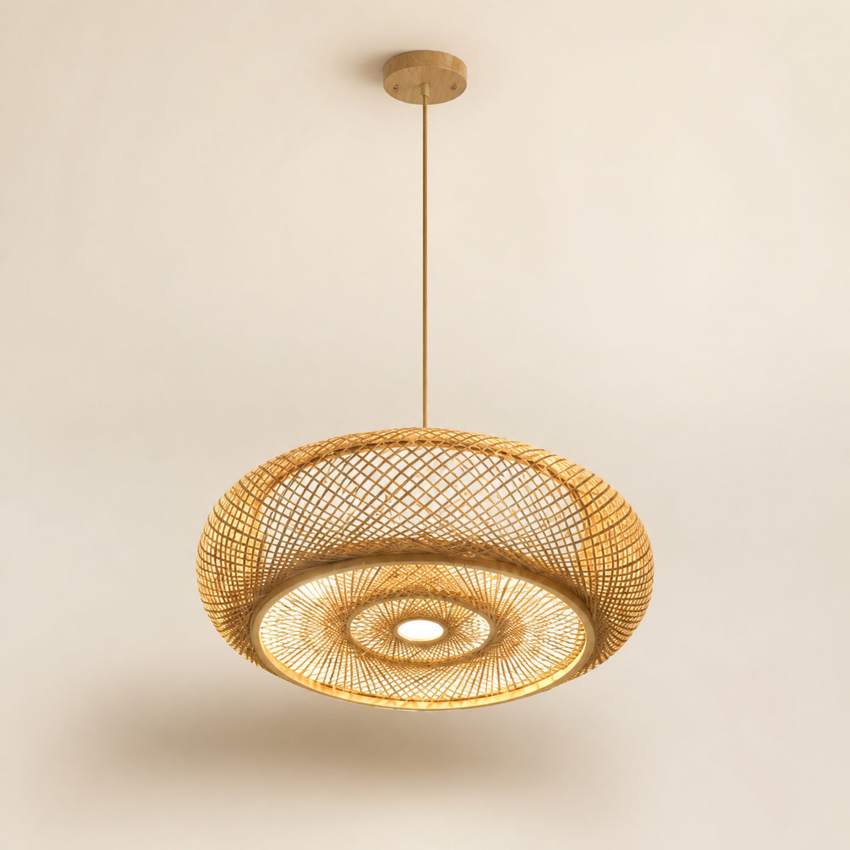 Suspension bambou tissée
