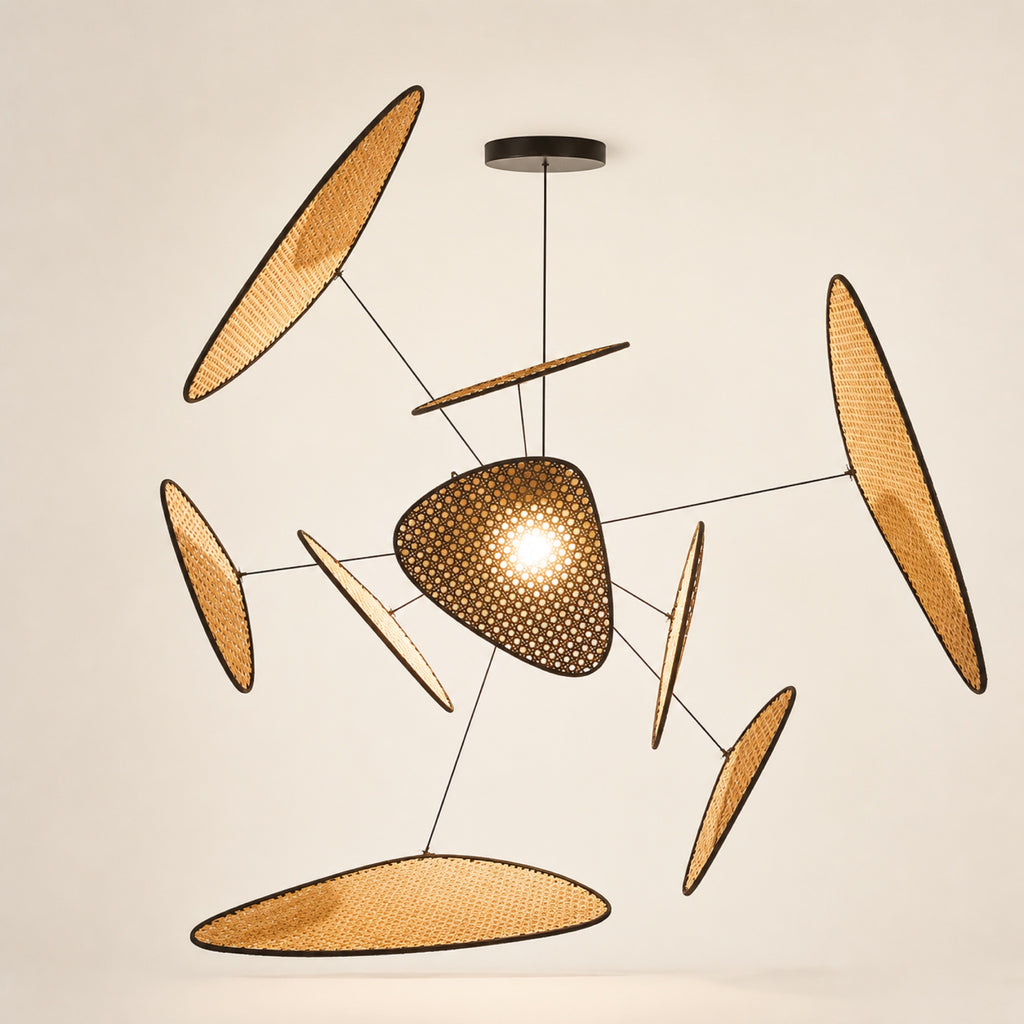 Suspension bambou tissée