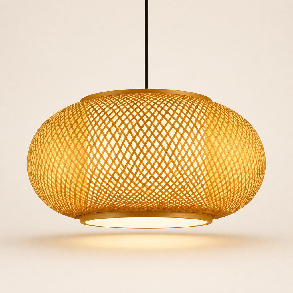 Suspension bambou tissée